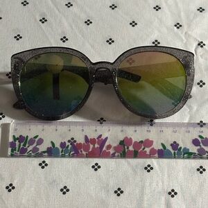 Glittery Black Sunglasses with Gradient Rainbow Lenses